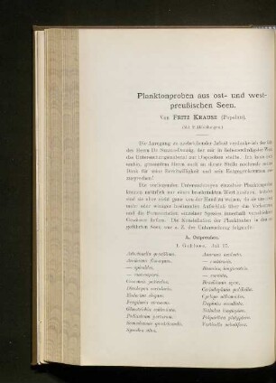 Planktonproben aus ost- und west-preußischen Seen.