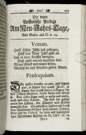 Die dritte Epistolische Predigt Am Neu-Jahrs-Tage.