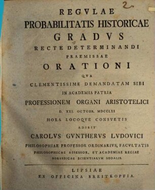 Regulae probabilitatis historicae gradus recte determinandi