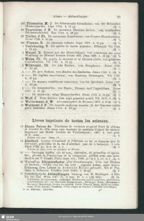 Livres imprimés de toutes les sciences