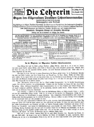 An die Mitglieder des Allgemeinen Deutschen Lehrerinnenvereins
