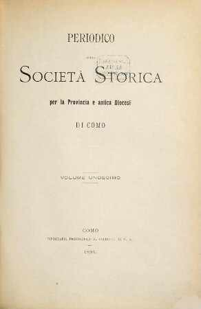 Periodico della Società Storica della Provincia e Antica Diocesi di Como. 11. 1896