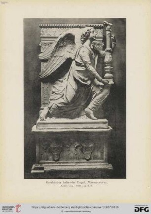 14. Kandelaber haltender Engel, Marmorstatue