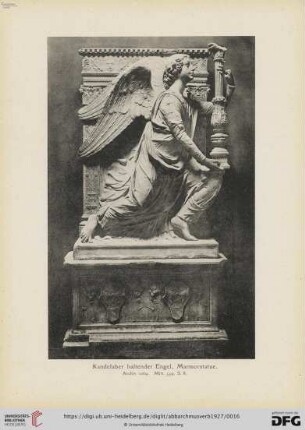 14. Kandelaber haltender Engel, Marmorstatue