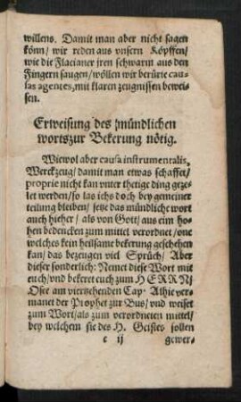 Erweisung des mündlichen worts zur Bekerung nötig.