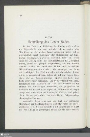 II. Teil. Herstellung des Latern-Bildes