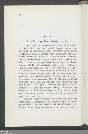 II. Teil. Herstellung des Latern-Bildes
