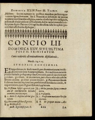 Concio LII. Dominica XXIV. Sive Ultima Post SS. Trinitatem.