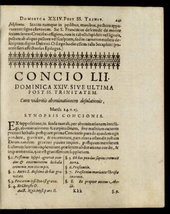 Concio LII. Dominica XXIV. Sive Ultima Post SS. Trinitatem.