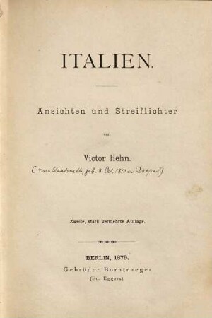 Italien : Ansichten und Streiflichter