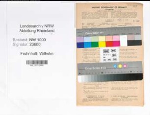 Entnazifizierung Wilhelm Frohnhoff, geb. 10.08.1890 (Behoerdenangest.)