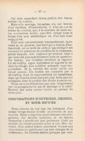Corporations d'ouvriers, Chinois, et Minh-Hu'o'ng