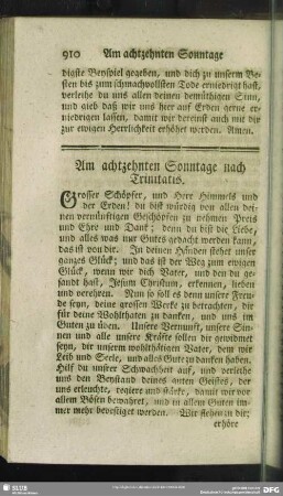 Am achtzehnten Sonntage nach Trinitatis