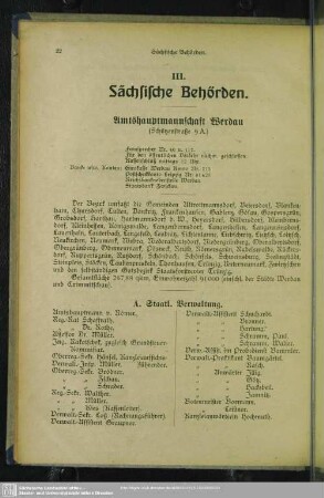 III. Behördenverzeichnis : III. Sächsische Behörden