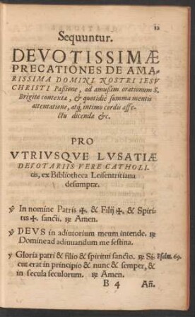 Sequuntur. Devotissimae Precationes De Amarissima Domini Nostri Iesu Christi Paßione ...