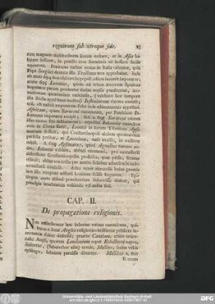 Cap. II. De propagatione religionis.