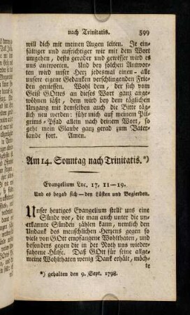599-611, Am 14. Sonntag nach Trinitatis
