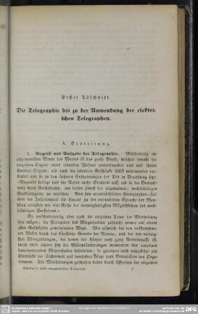 Erster Abschnitt. Die Telegraphie bis zu der Anwendung der elektrischen Telegraphen