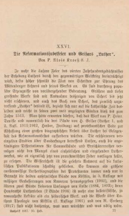 289-299 Die Reformationsjubelfeier und Grisars "Luther"