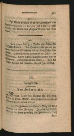 III. Neuigkeiten