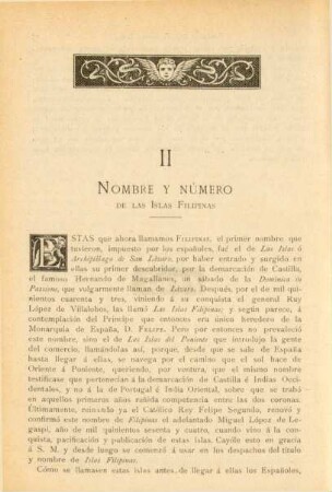 II. Nombre y número de las Islas Filipinas