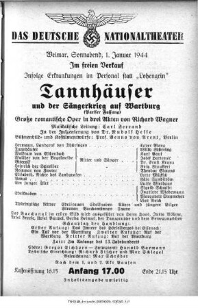Tannhäuser und Der Sängerkrieg auf Wartburg