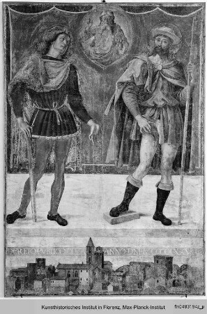 Fresko: Die heiligen Romanus und Rochus