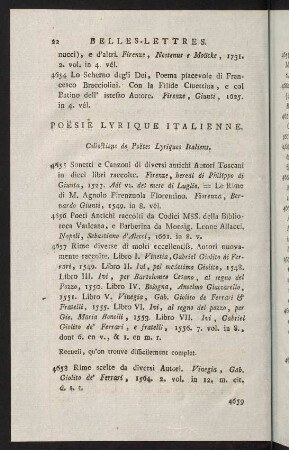 22-47, Poesie Lyrique Italienne