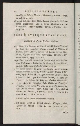 22-47, Poesie Lyrique Italienne