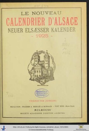 Vierzehnter Jahrgang: Le nouveau calendrier d'Alsace: Neuer Elsässer Kalender 1925