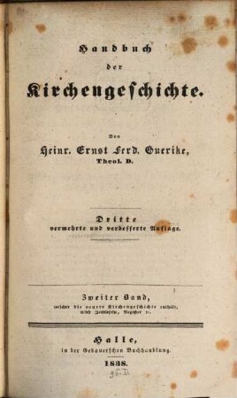 Handbuch der Kirchengeschichte, 2. Welcher die neuere Kirchengeschichte enthält, nebst Zeittafeln, Register