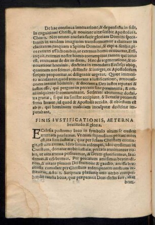 Finis Iustificationis, Aeterna beatitudo & gloria.