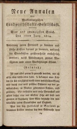 Vier und zwanzigstes Stück. Den 16ten Juny 1814.