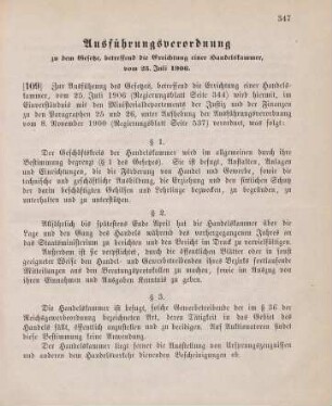 109. Ausführungsverordnung zu dem Gesetze, betreffend die Errichtung einer Handelskammer