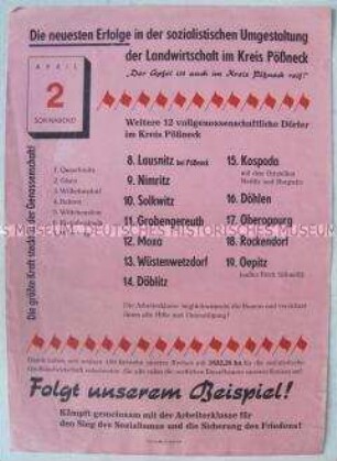 Propagandaflugblatt zur Kollektivierung der Landwirtschaft