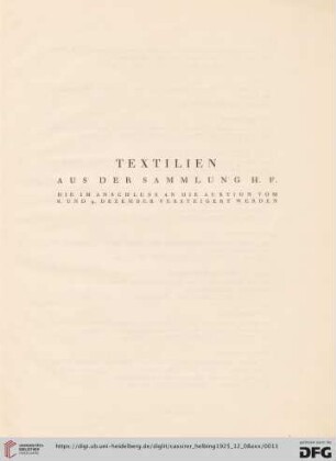 Textilien aus der Sammlung H. F. (Nr. 1-67)