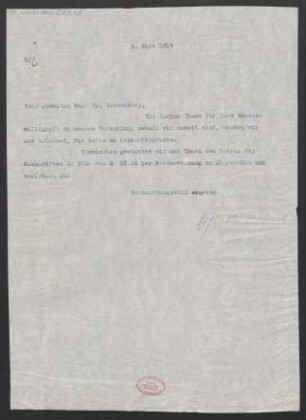 Brief an Ludwig Rottenberg : 02.03.1914