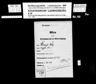 Strauß, Sally; Viehhändler *06.08.1907 1934/1935 ins Ausland verzogen Wohnort: Bad Mergentheim