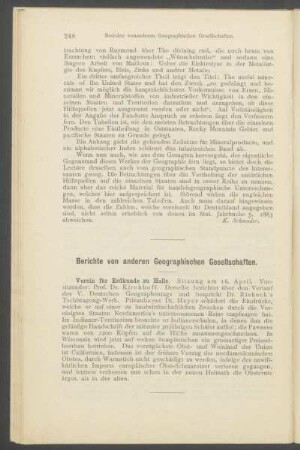 Berichte von anderen Geographischen Gesellschaften.
