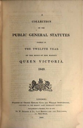 A Collection of the public general statutes. 1849