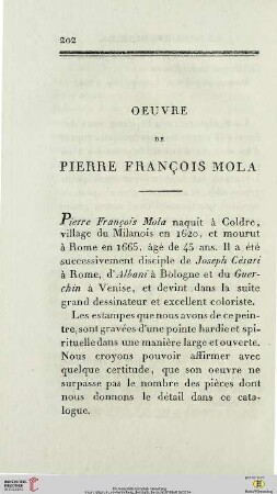 Oeuvre de Pierre François Mola