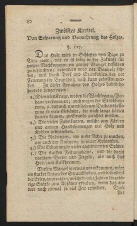 Zwölftes Kapitel. Von Ersparung und Vermehrung des Holzes.