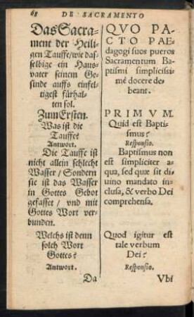 Das Sacrament der Heiligen Tauffe ...