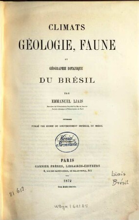 Climats, géologie, faune et géographie botanique du Brésil