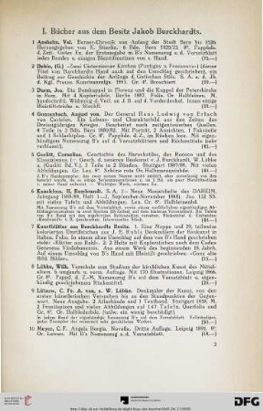 I. Bücher aus dem Besitz Jakob Burckhardts (Nr. 1-27)