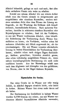 Eigenschaften des Cocains.