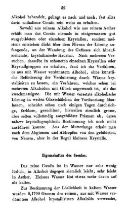 Eigenschaften des Cocains.