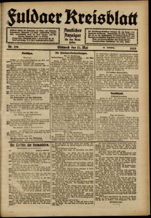 Ausgabe vom Mittwoch, den 21. Mai 1919.