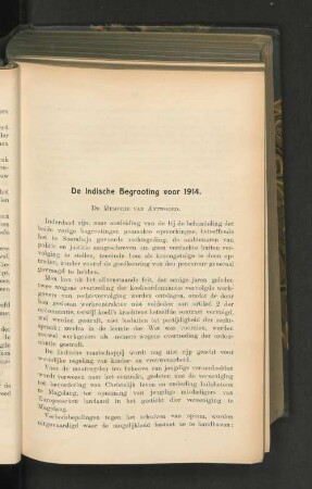 Begrooting van Ned.-Indië voor het dienstjaar 1914, door W. Ketjen.
