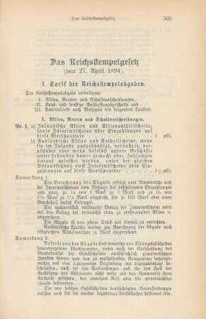 Das Reichsstempelgesetz.